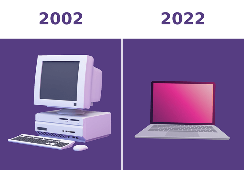 2002 PC Versus 2022 Laptop