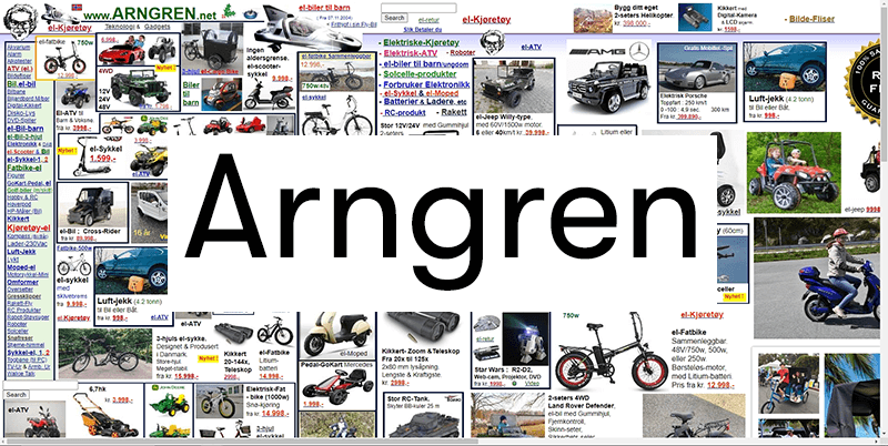 Arngren website with large Arngren written on top