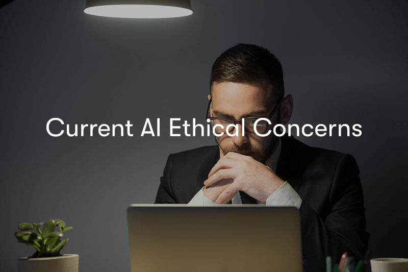 Man looking concerned at current AI ethical concerns
