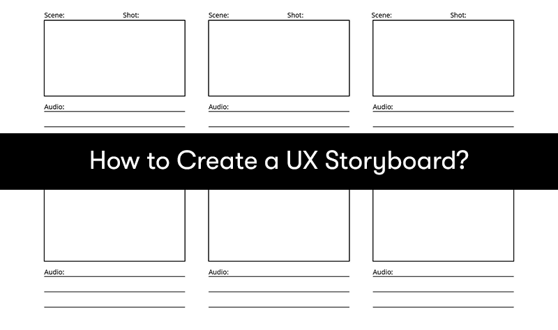 a picture of a blank storyboard with the words 'how to create a UX storyboard? in front' on a white background