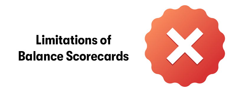 The heading 'Limitations of Balance Scorecards' on the left. With a big red badge with a white cross in the middle of it on the right. On a white background.