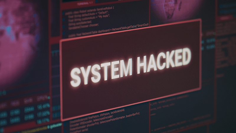 a picture of a screen with a box on it saying system hacked