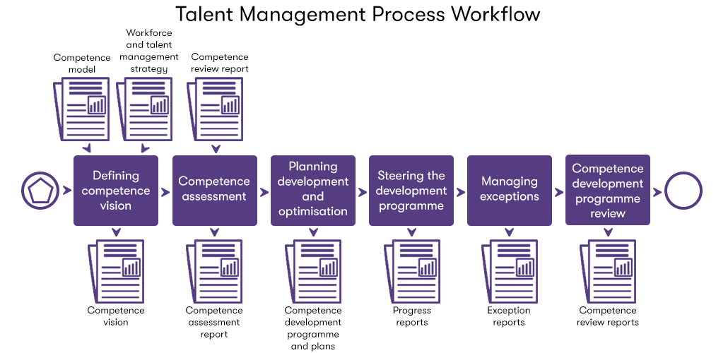 A diagram of Talent Management Process Workflow
