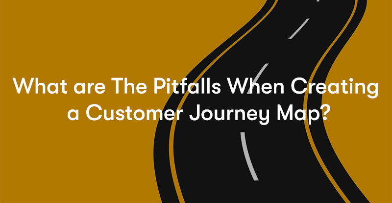 An animated curving road on a yellow background with the words 'What are The Pitfalls When Creating a Customer Journey Map?' in front