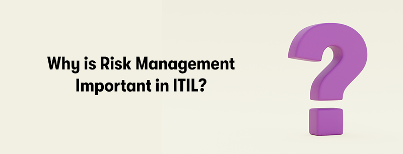 The heading 'Why is Risk Management Important in ITIL?' on the left. A large pink question mark on the right. On a cream background.