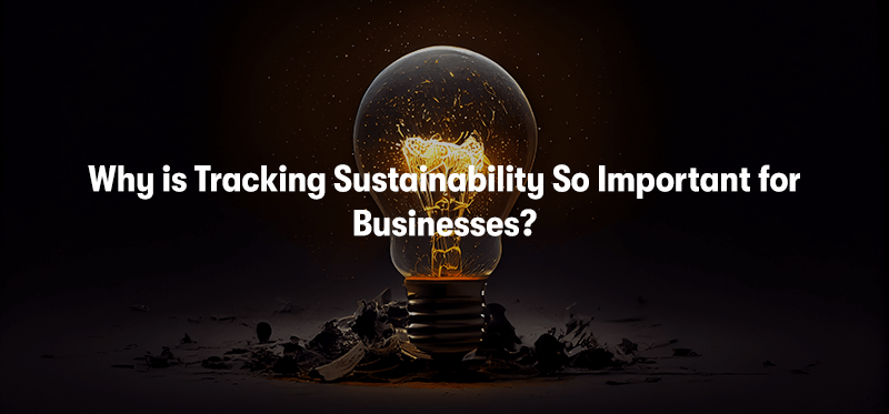 A picture of a light bulb on a dark background. With the heading 'Why is Tracking Sustainability So Important for Businesses' in front.