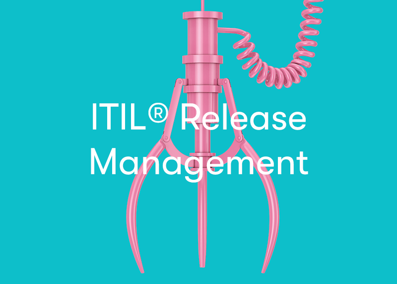 Claw Releasing with ITIL release management in front on a blue background